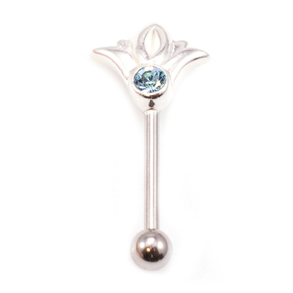 Surgical Steel 16 Gauge Eyebrow Barbell with CZ Flower Top - photo 8