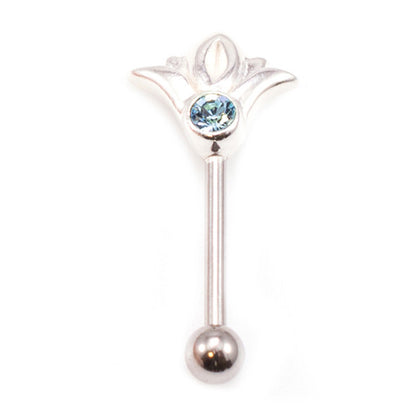 Surgical Steel 16 Gauge Eyebrow Barbell with CZ Flower Top - photo 8