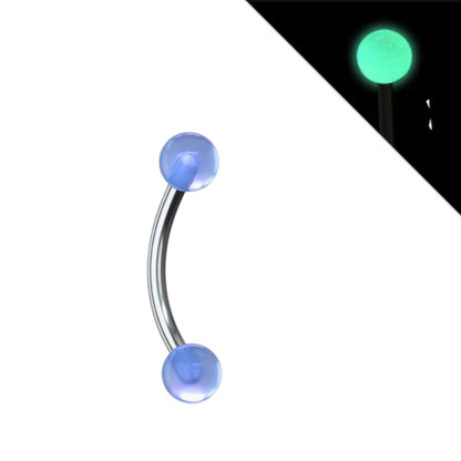 Surgical Steel 16 Gauge Eyebrow Barbell with Glow in Dark Acrylic Ball - photo 5