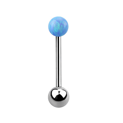 Titanium 14 Gauge Straight Barbell with Synthetic Opal Ball - photo 4