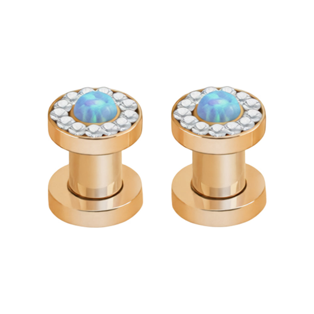 PVD Rose Gold Surgical Steel Screw Fit Tunnels 6 to 0 Gauge - 5 Colors - Pair