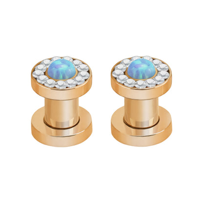 PVD Rose Gold Surgical Steel Screw Fit Tunnels 6 to 0 Gauge - 5 Colors - Pair