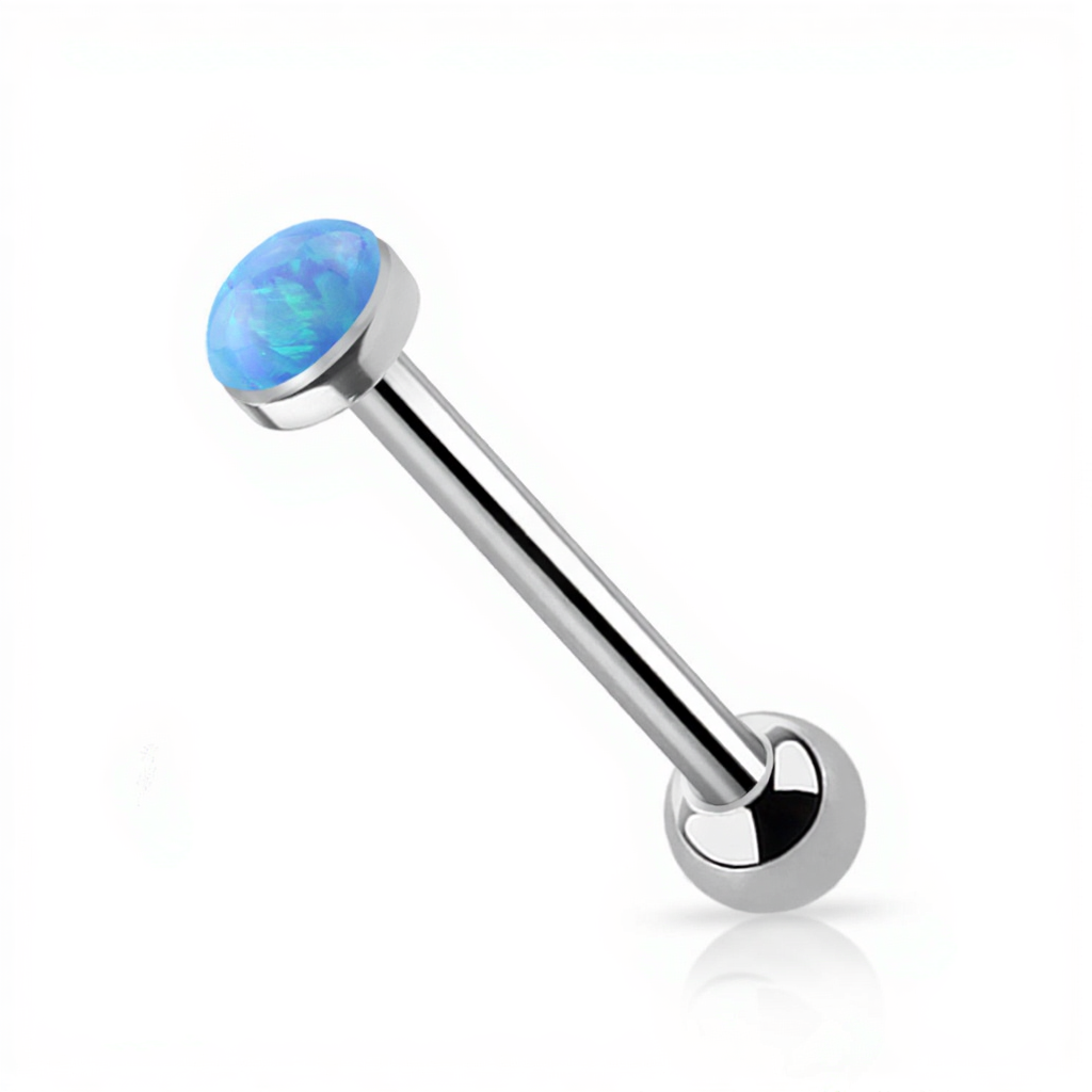 Titanium 14 Gauge Straight Barbell with Synthetic Opal Top - photo 5