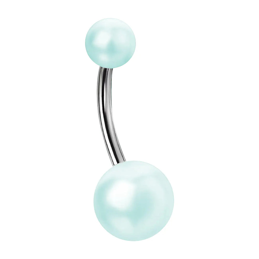 Surgical Steel 14 Gauge Belly Ring with Pearl - photo 8