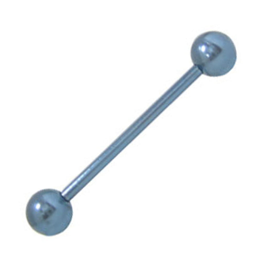 Titanium 14 Gauge Straight Barbell Light Blue with Ball Ends