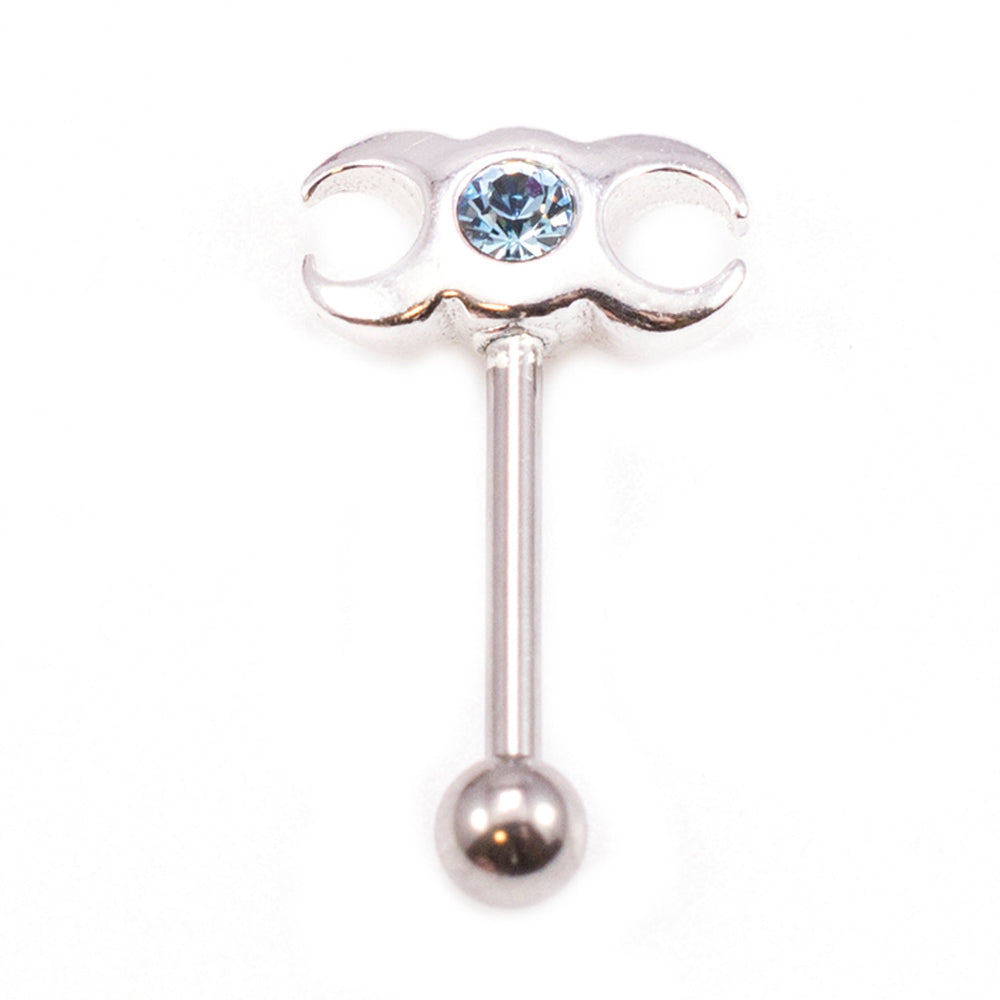 Surgical Steel 16 Gauge Eyebrow Barbell with CZ Triple Moon - photo 8