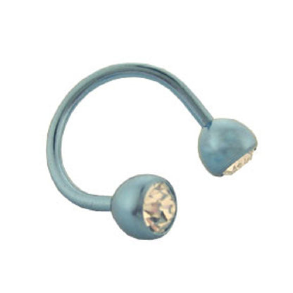 Titanium 14 Gauge Light Blue Twister Spiral Ring with Clear CZ - photo 2