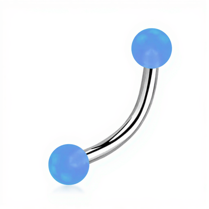 Titanium Curved Eyebrow Barbell 16G with Glow Ball Ends - photo 11