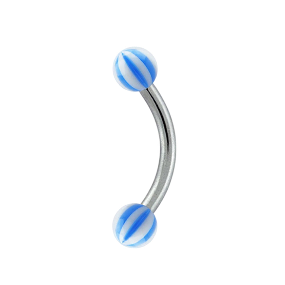 Titanium 16 Gauge UV Glow Beach Ball Curved Barbell