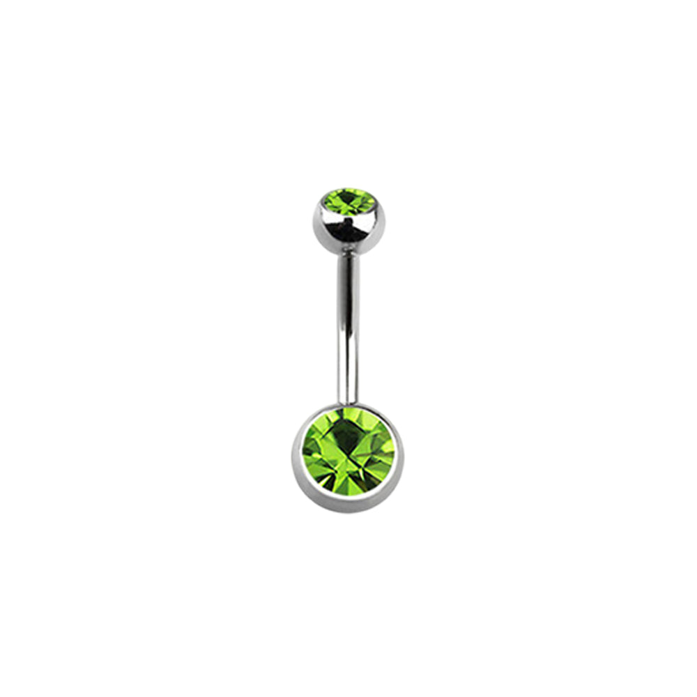 Titanium 14 Gauge Double CZ Belly Button Ring 14mm
