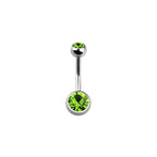 Titanium 14 Gauge Double CZ Belly Button Ring 14mm
