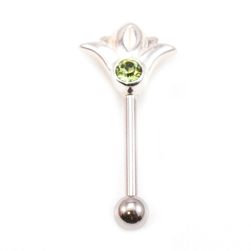 Surgical Steel 16 Gauge Eyebrow Barbell with CZ Flower Top - photo 6