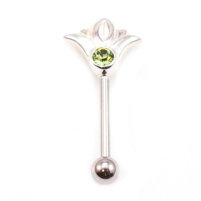 Surgical Steel 16 Gauge Eyebrow Barbell with CZ Flower Top - photo 6