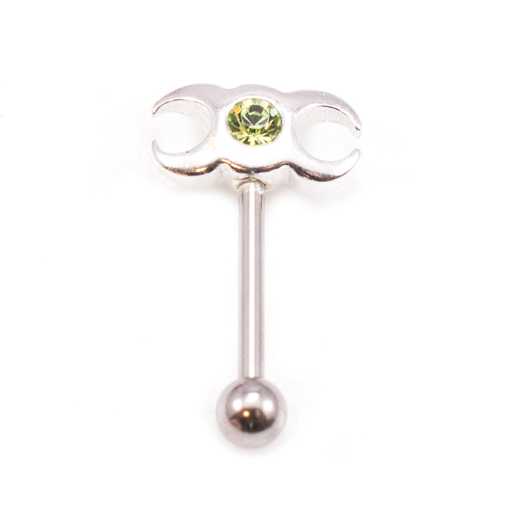 Surgical Steel 16 Gauge Eyebrow Barbell with CZ Triple Moon - photo 10