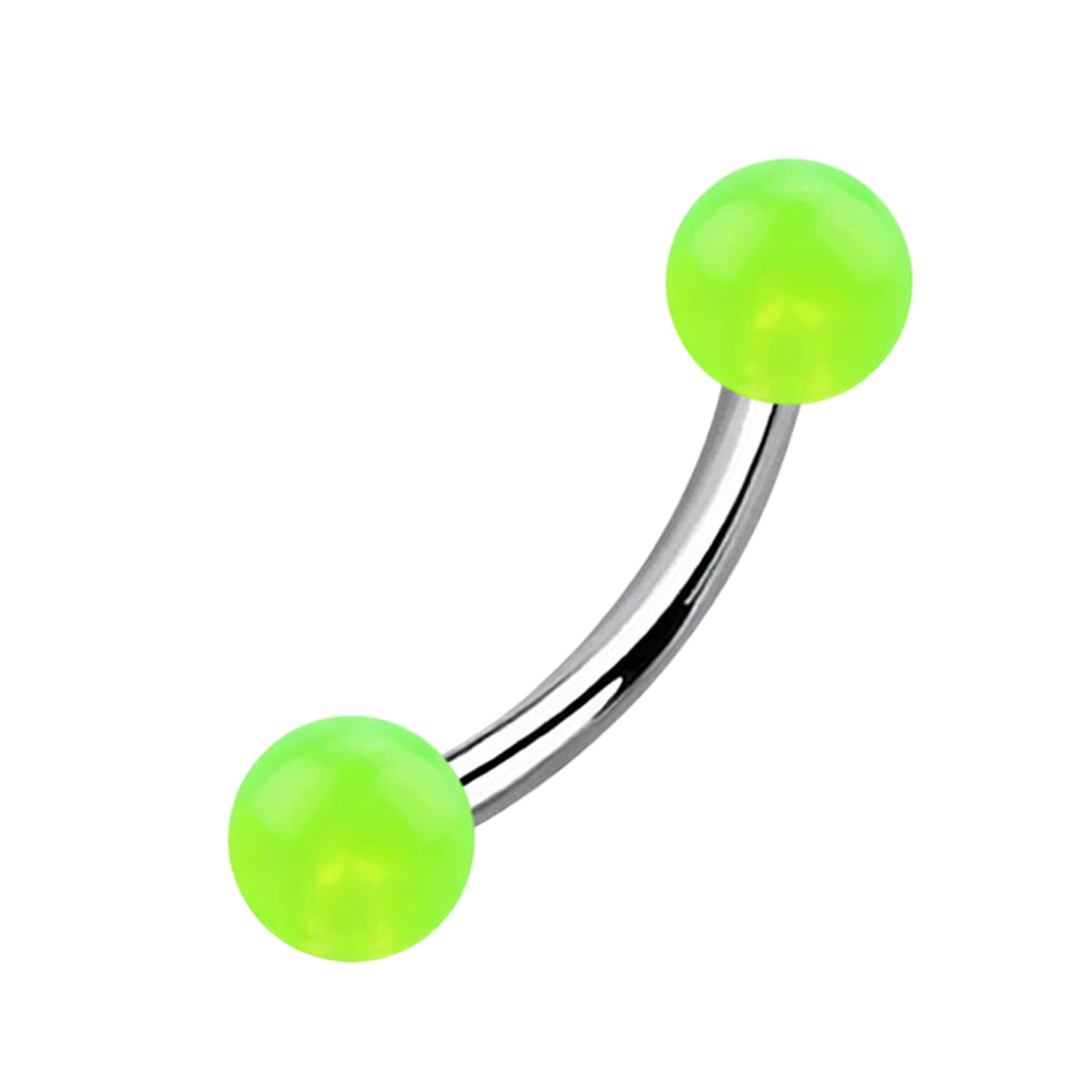 Titanium Curved Eyebrow Barbell 16G with Glow Ball Ends - photo 8