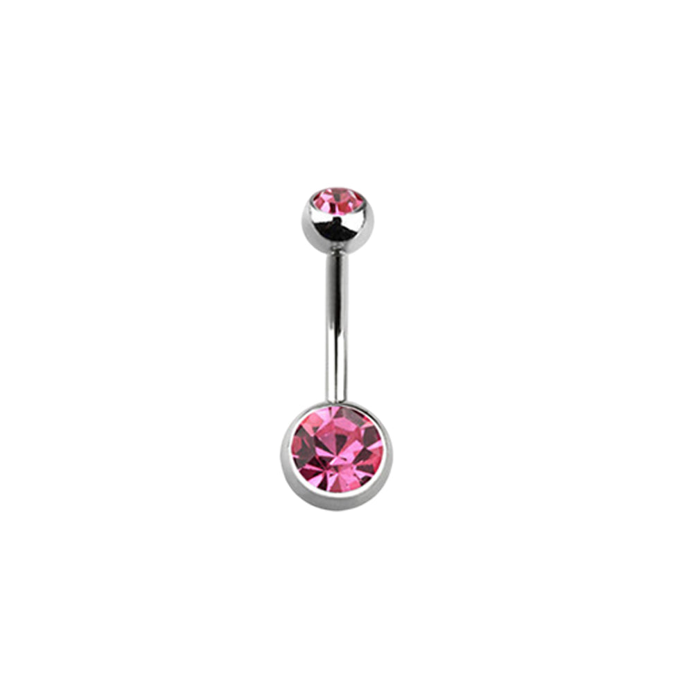 Titanium 14 Gauge Double CZ Belly Button Ring 14mm