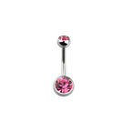 Titanium 14 Gauge Double CZ Belly Button Ring 14mm