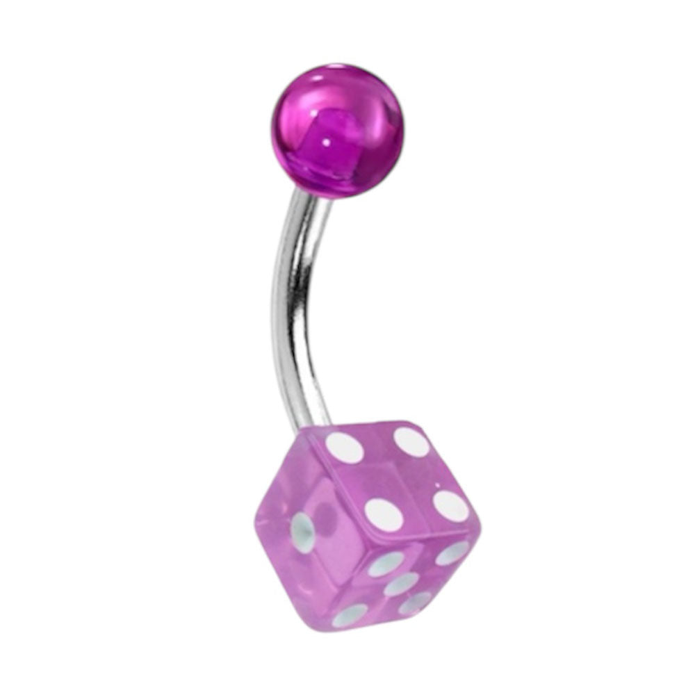 Surgical Steel 14 Gauge Belly Ring with Acrylic Dice - photo 5