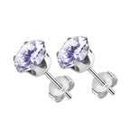 Surgical Steel 20 Gauge Cubic Zirconia Stud Earrings - Pair