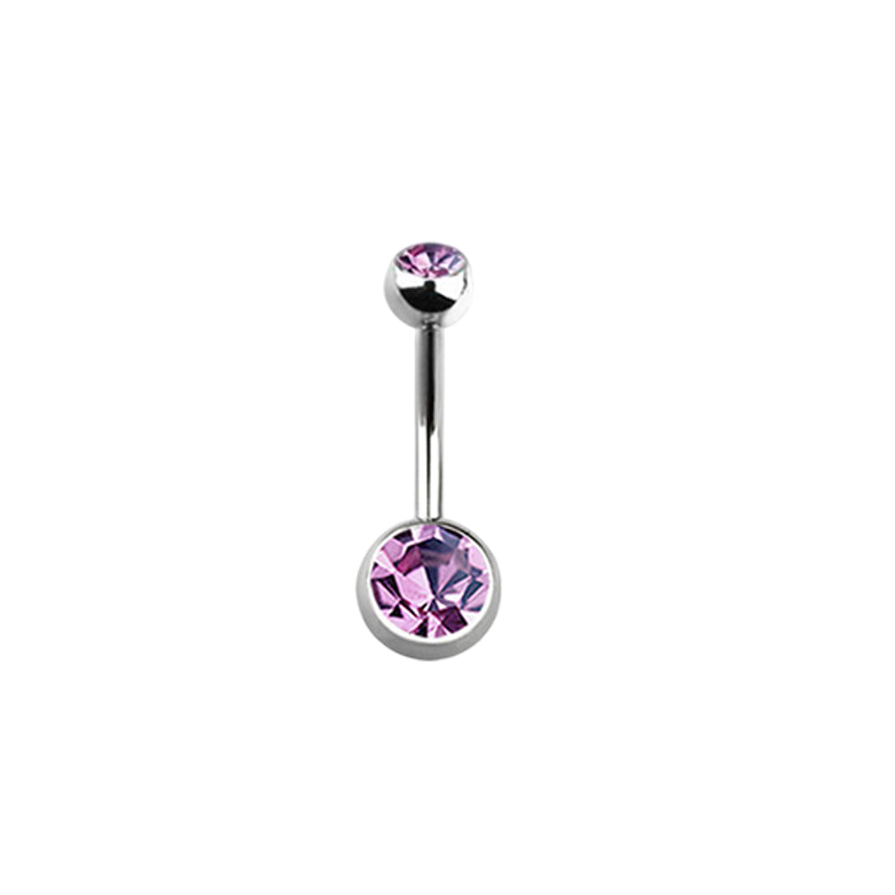 Titanium 14 Gauge Double CZ Belly Button Ring 14mm