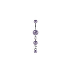 Titanium belly ring with triple pearl dangle