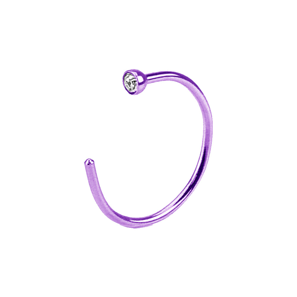 Surgical Steel 20 Gauge Open Nose Hoop Ring with Clear CZ - photo 6