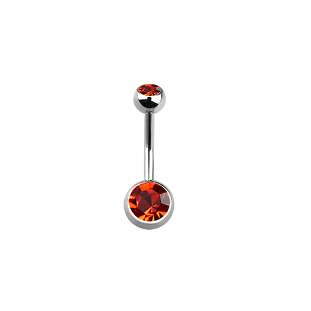 Titanium 14 Gauge Double CZ Belly Button Ring 14mm