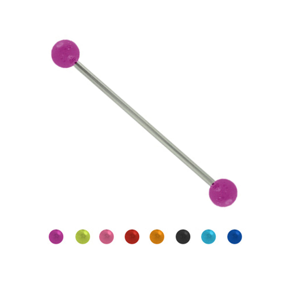 Surgical Steel 14 Gauge Industrial Barbell with Light Glitter Ball