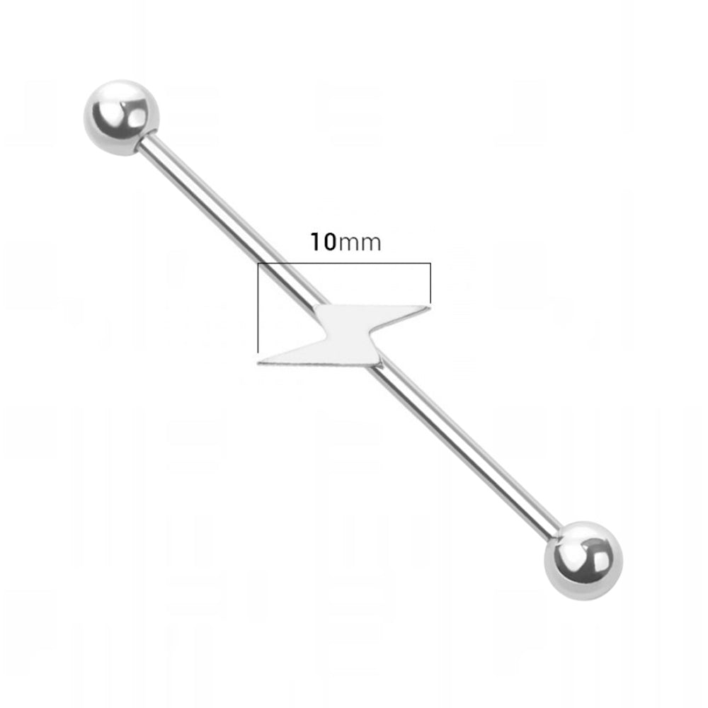 Surgical Steel 14 Gauge Industrial Barbell with Lightning Bolt - photo 2