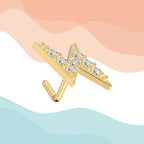 Gold Plated Surgical Steel 20G Lightning Bolt L Shaped Nose Stud