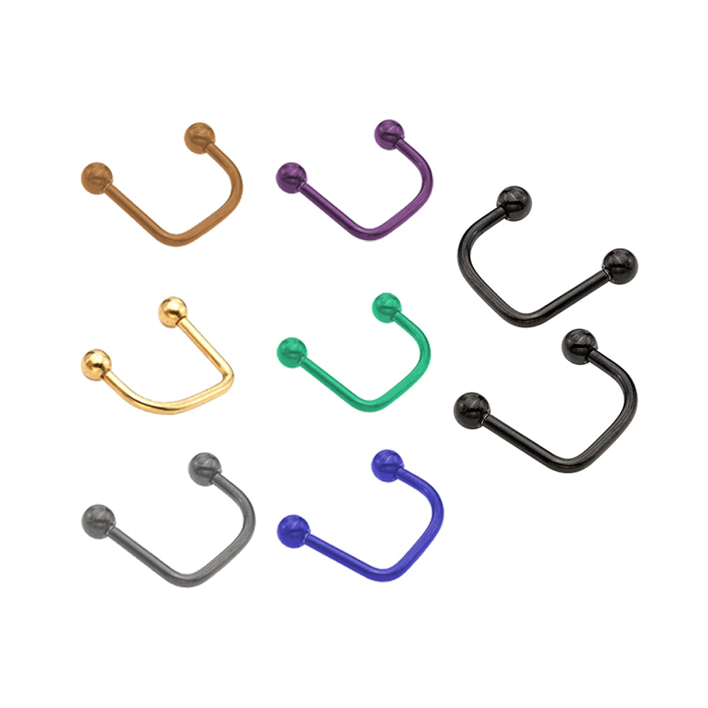 Surgical Steel 16 Gauge Labret Stud Lippy Loop with Ball Ends - Pair