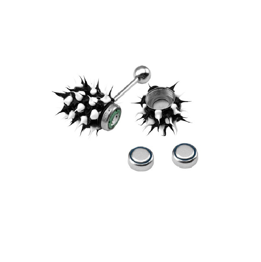Surgical Steel 14 Gauge Vibrating Tongue Ring with Silicone Spikes - photo 2
