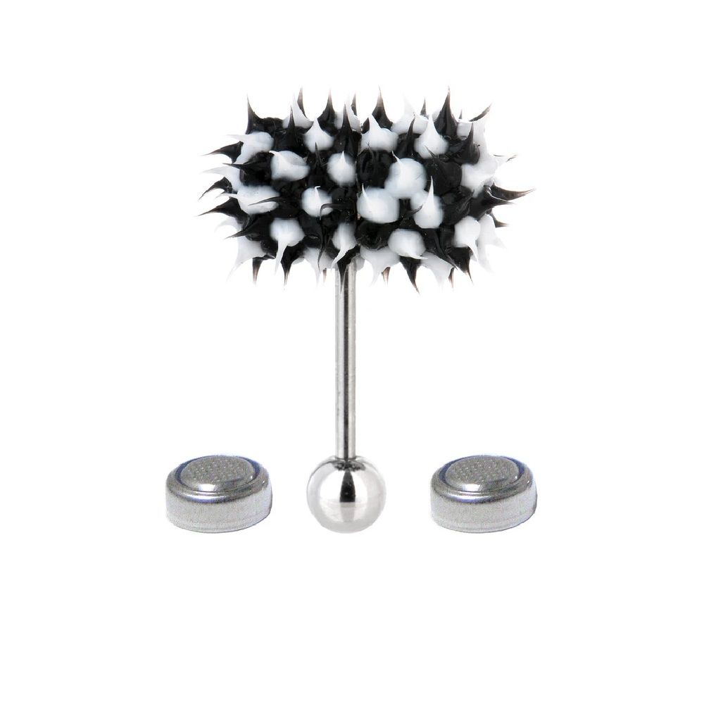 Surgical Steel 14 Gauge Vibrating Tongue Ring with Silicone Spikes