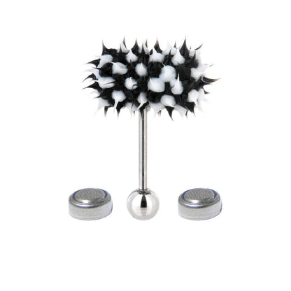 Surgical Steel 14 Gauge Vibrating Tongue Ring with Silicone Spikes