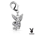 Surgical Steel Lobster Claw CZ Paved Playboy Bunny Charm