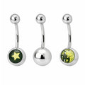 Surgical Steel 14 Gauge Logo Belly Button Rings - 3 Pack