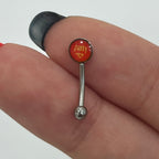 Surgical Steel 16 Gauge Curved Eyebrow Barbell with Logo Symbol Pussy - View 4