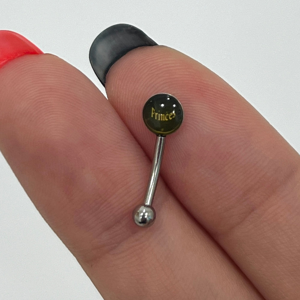 Surgical Steel 16 Gauge Curved Eyebrow Barbell with Princess Logo - photo 3