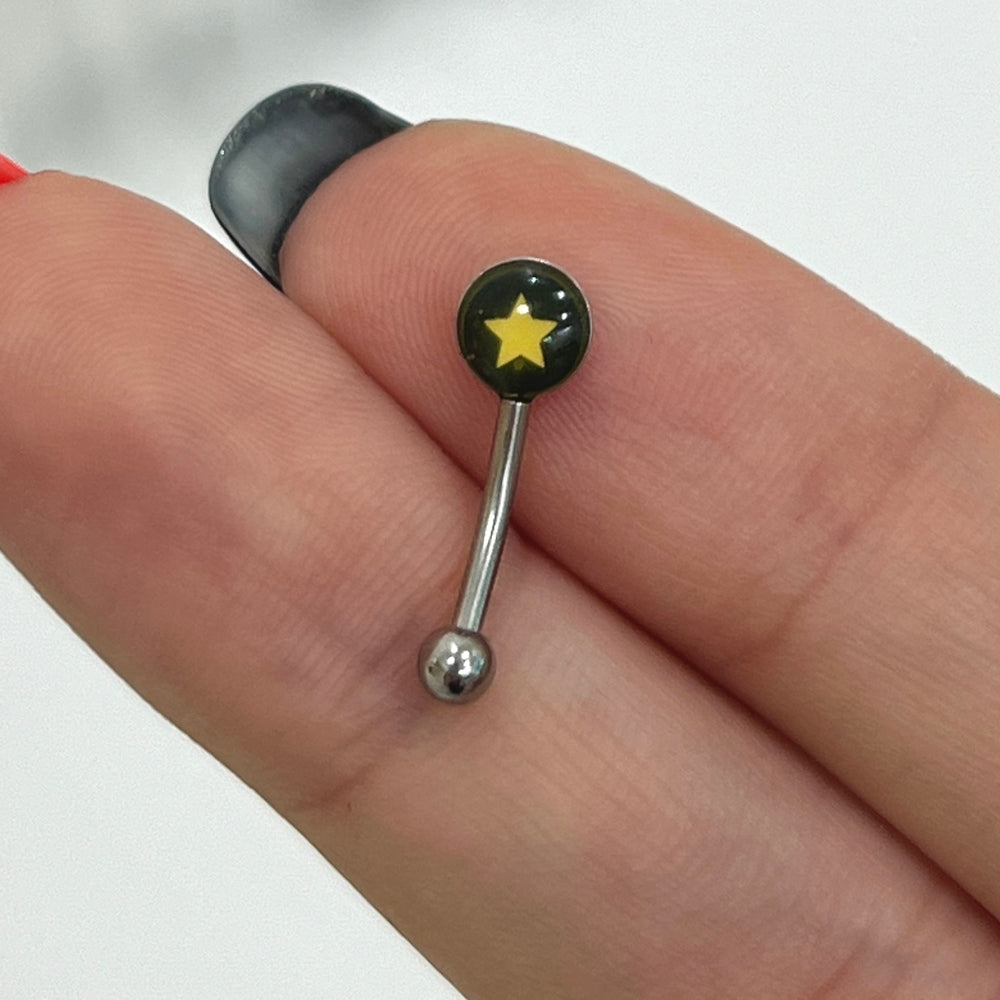 Surgical Steel 16 Gauge Curved Eyebrow Barbell Star with Logo - photo 4