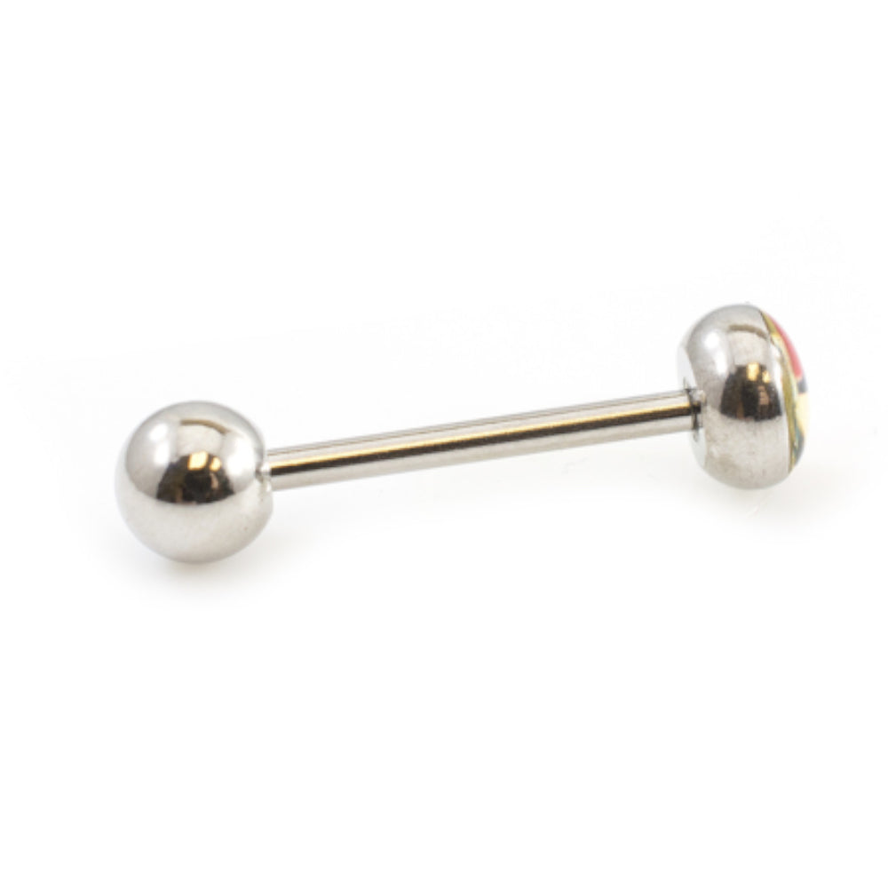 Surgical Steel Tongue Barbell 14 Gauge 15mm with Logo Star Top - photo 6
