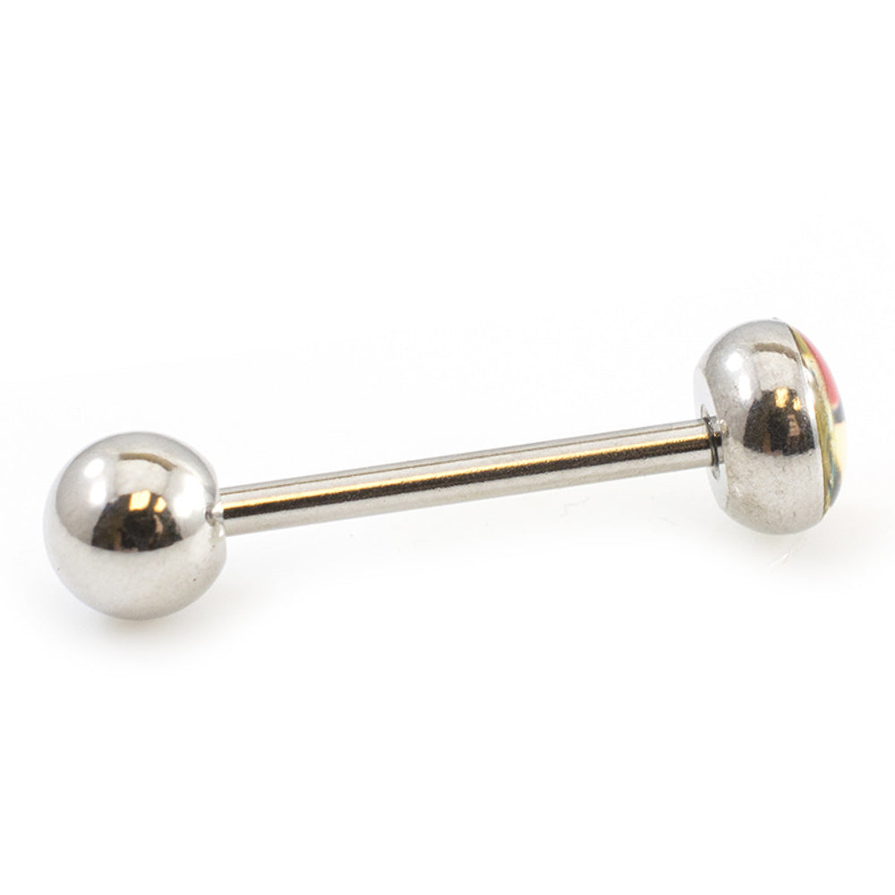 Surgical Steel Tongue Barbell 14 Gauge 15mm with Yin Yang Logo Top - photo 6