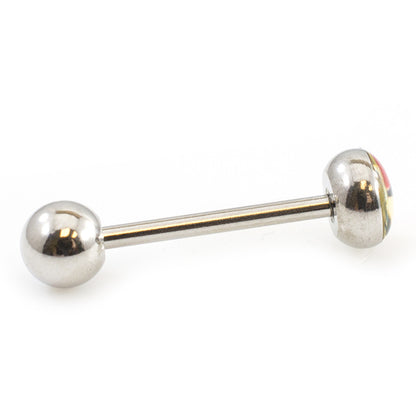 Surgical Steel Tongue Barbell 14 Gauge 15mm with Yin Yang Logo Top - photo 6