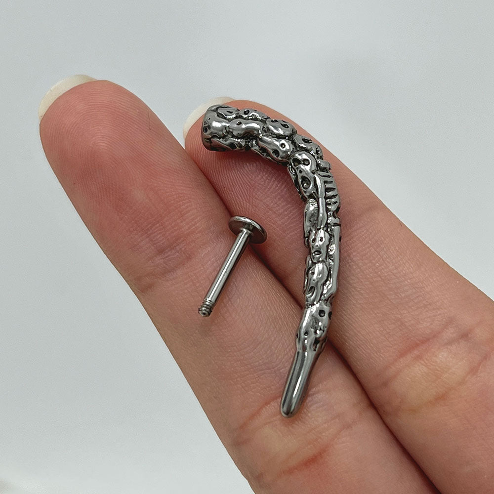 Surgical Steel 14 Gauge Curved Labret Stud with Gothic Skull Claw - photo 3