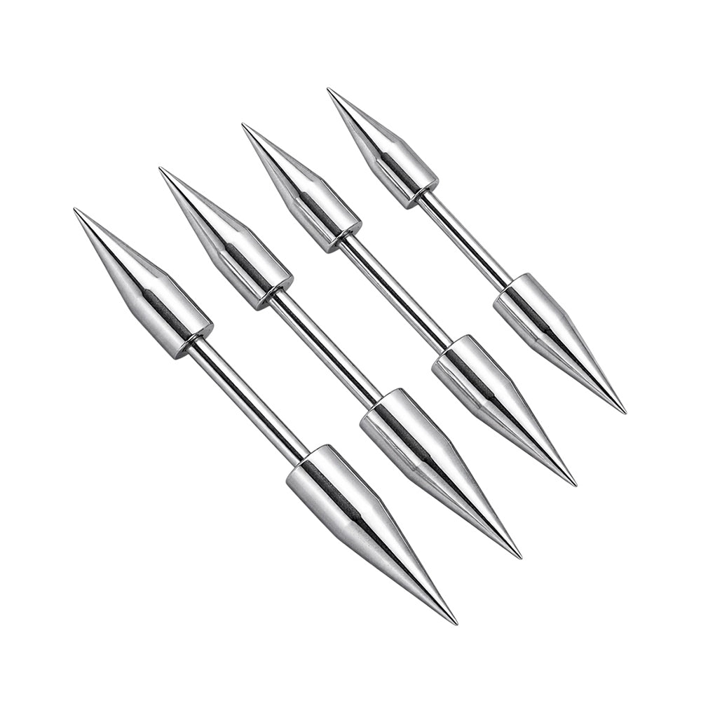 Surgical Steel 14 Gauge Straight Barbell with Long Spike Ends