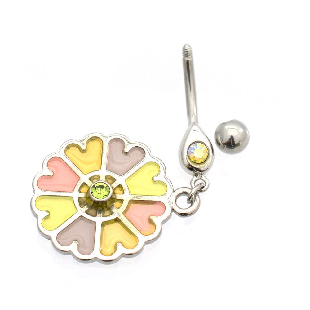 Surgical Steel 14 Gauge Luxe Modz Pastel Petal Heart Belly Ring - photo 2