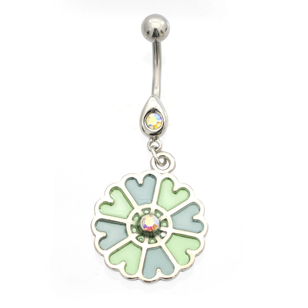 Surgical Steel 14 Gauge Luxe Modz Pastel Petal Heart Belly Ring - photo 3