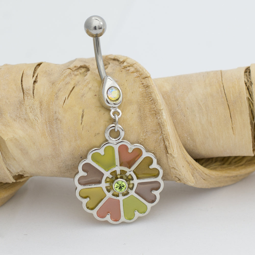 Surgical Steel 14 Gauge Luxe Modz Pastel Petal Heart Belly Ring - photo 4