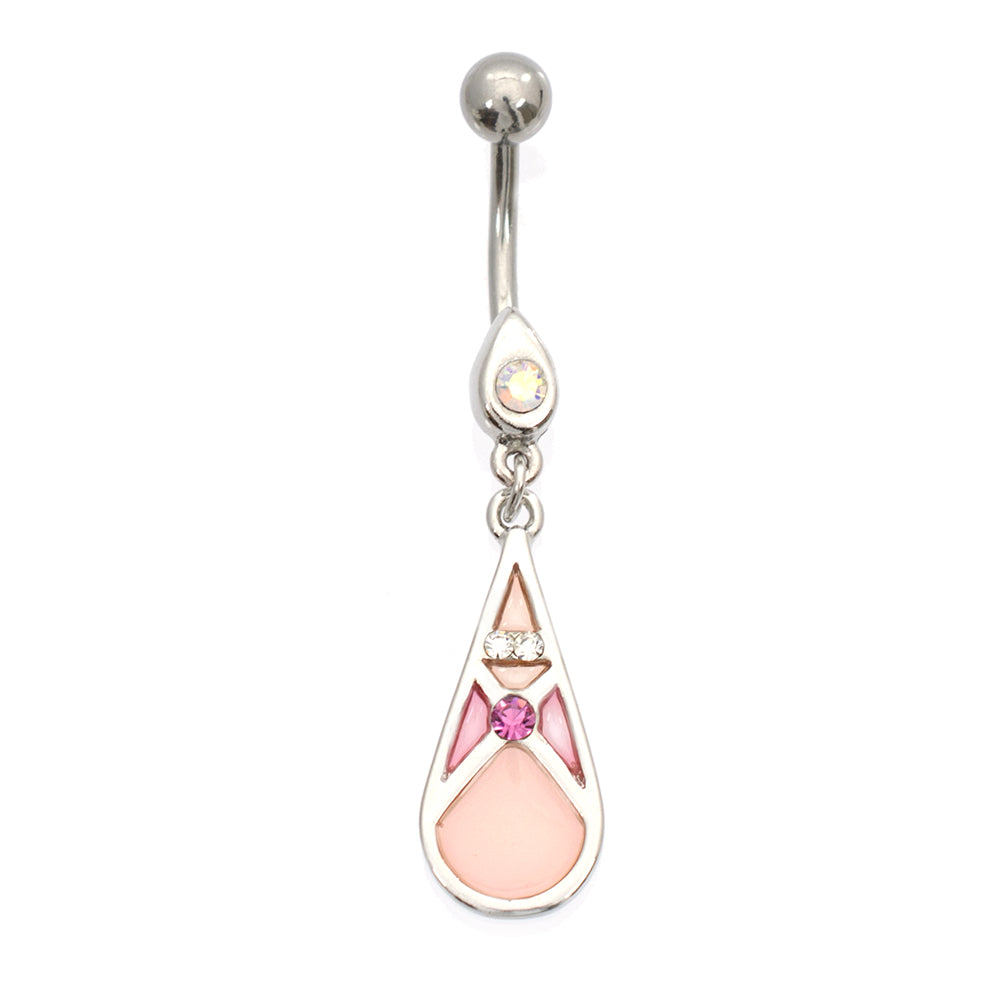 Surgical Steel 14 Gauge Luxe Modz Pastel Teardrop CZ Belly Ring - photo 3