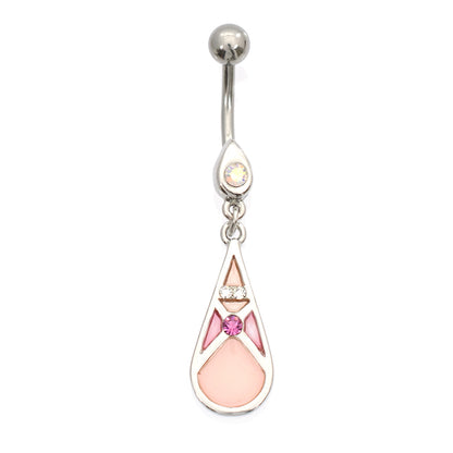 Surgical Steel 14 Gauge Luxe Modz Pastel Teardrop CZ Belly Ring - photo 3
