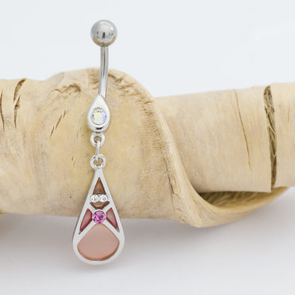 Surgical Steel 14 Gauge Luxe Modz Pastel Teardrop CZ Belly Ring - photo 4